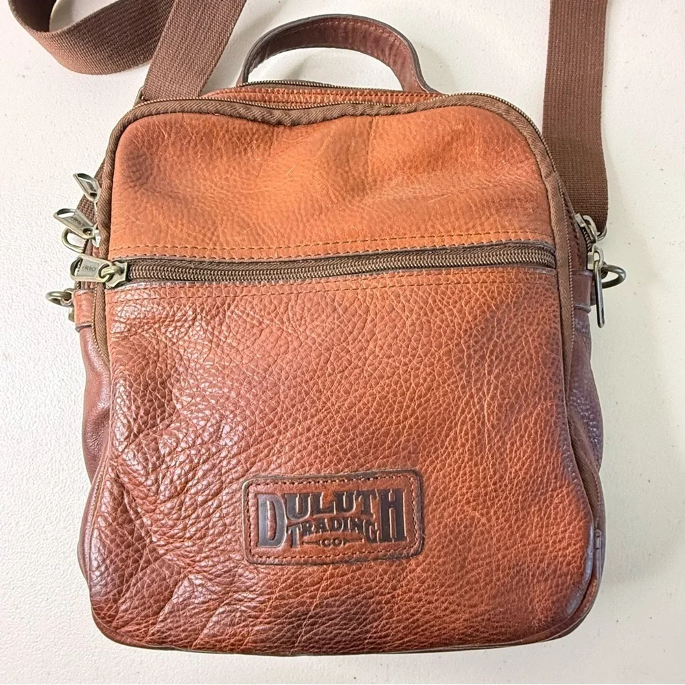 Duluth Trading Co. Lifetime Brown Leather  Crossbody or Shoulder Travel Bag